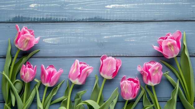 Foto lente achtergrond met roze tulpen