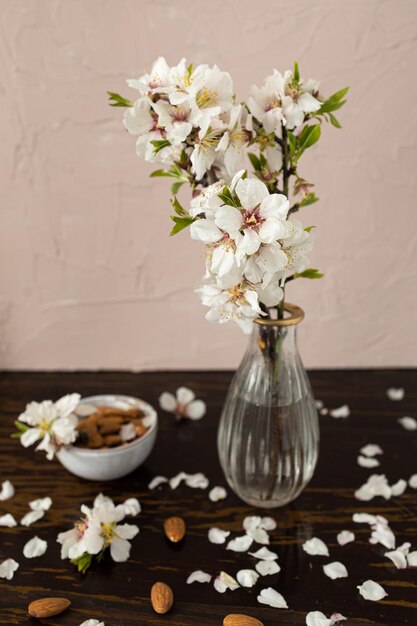 Foto lente amandelbloesems levendige bloemen in volle bloei