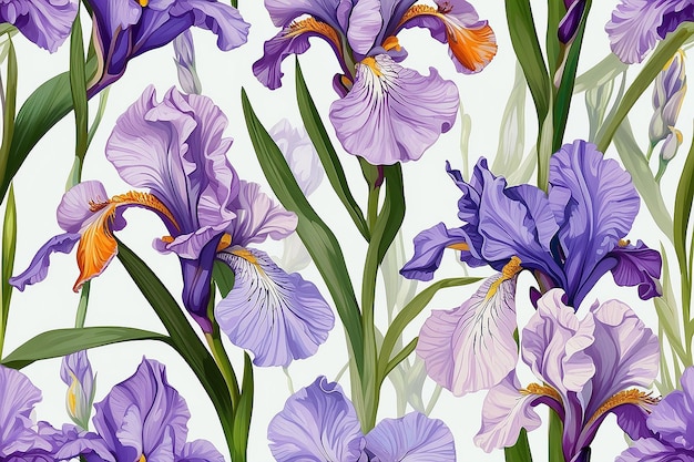 Foto lente bloemen achtergrond met iris illustratie geremixt uit kunstwerken in het publieke domein