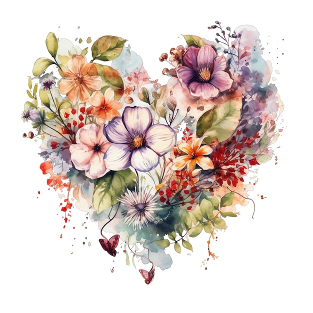 Lente bloemen hart aquarel illustratie lente clipart