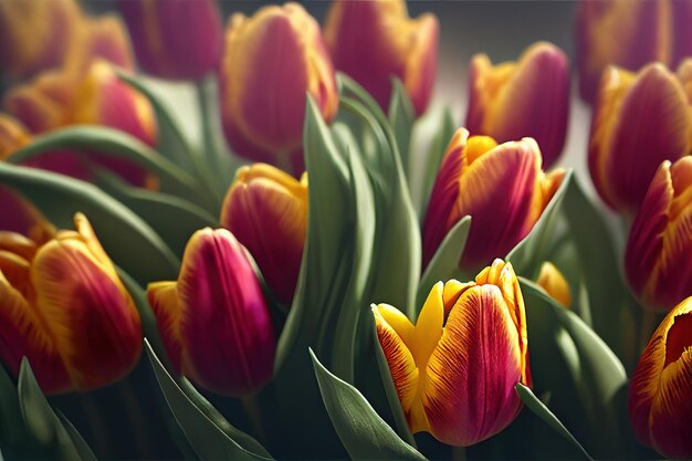 Lente bloesem tulpen illustratie met verrukkelijke realistische details