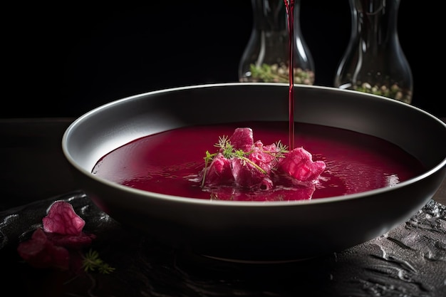 Lente Detox Beetroot Soup Beetroot Root Borscht Bowl Beetroots Soup Closeup Abstract Generatieve AI Illustratie