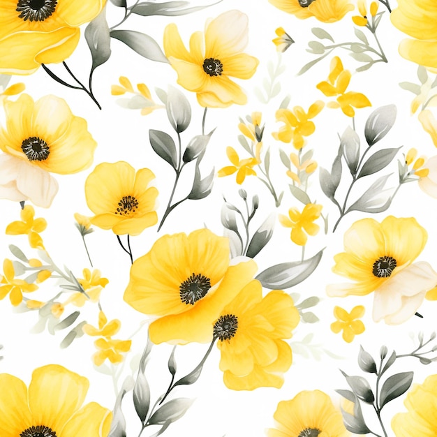 Lente gele bloemen aquarel naadloze patronen