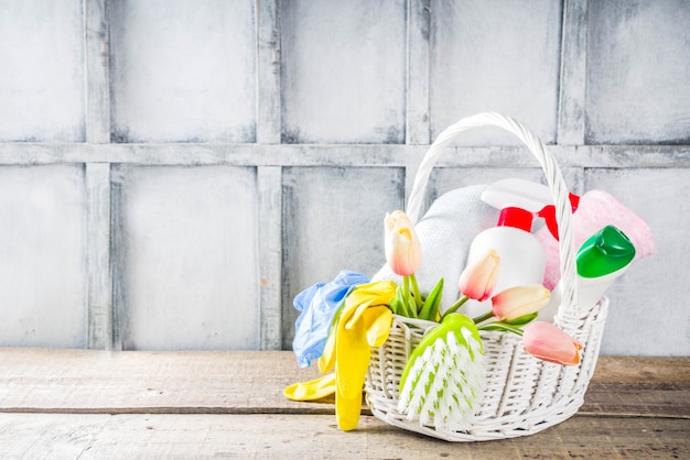 Lente huis schoonmaken en huishouden achtergrond