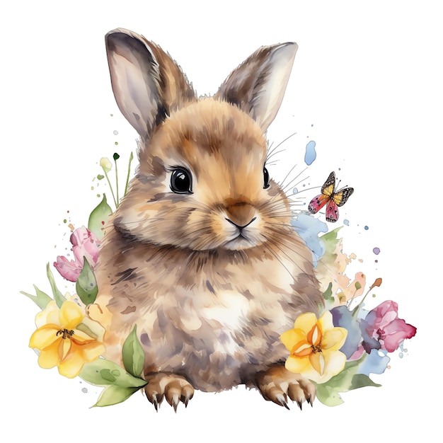 Lente konijn bos aquarel illustratie lente clipart