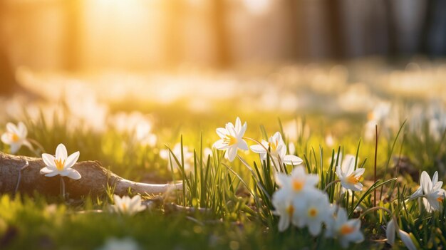 Lente Lentebloemen in zonlicht buiten natuurlijk