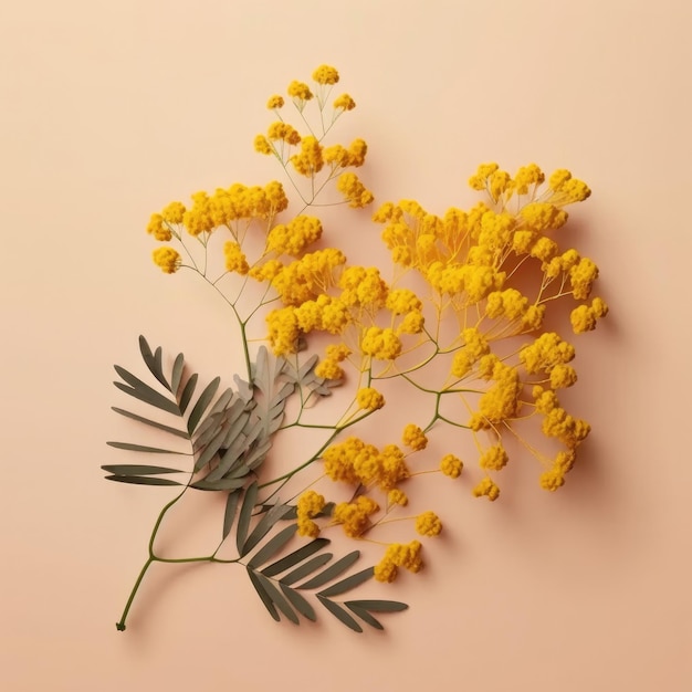 Lente Mimosa bloem achtergrond Illustratie AI Generatief