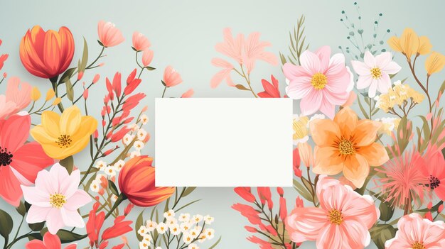 Lente- of bruiloftsuitnodigingspaneel kleurrijke bloemen achtergrond