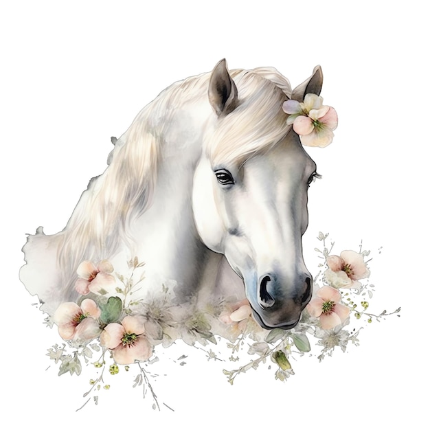 Lente paard aquarel illustratie lente clipart