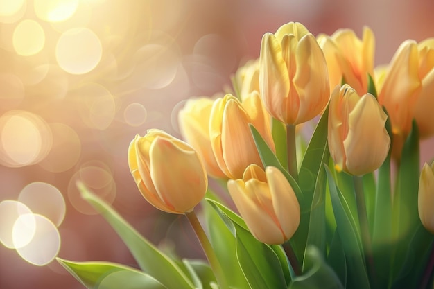 Lente Pasen achtergrond met prachtige gele tulpen Zomer bloemen achtergrond