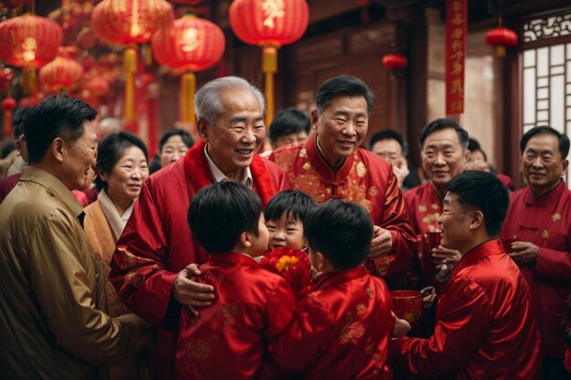 Lente-reünie Een Chinese Nieuwjaarsfeest