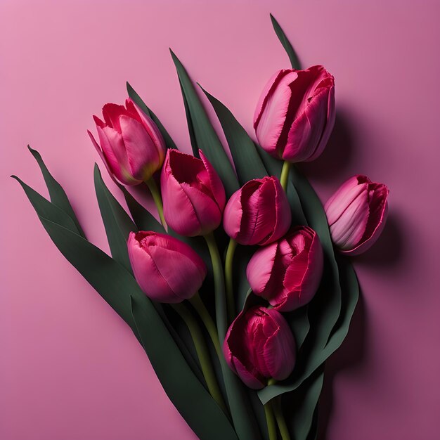 Lente tulp bloem roze muur