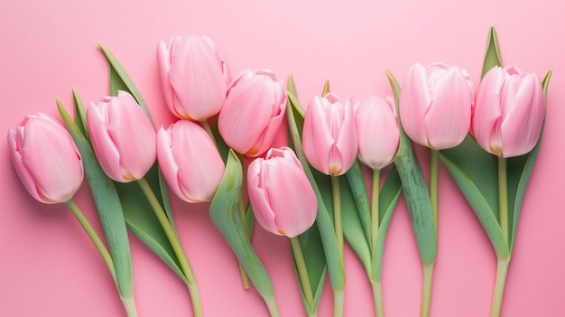 Lente tulp bloemen op roze achtergrond