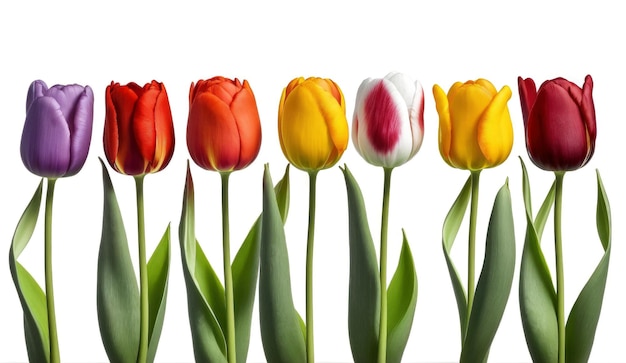 Lente tulp bloemen op witte achtergrond AI gegenereerd