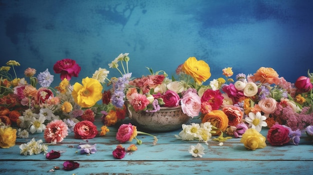 Lente zomer achtergrond van prachtige bloemen Generatief AI-beeld