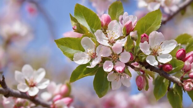 Lentebloemen appelbomen bloeien op een wazige natuur achtergrond