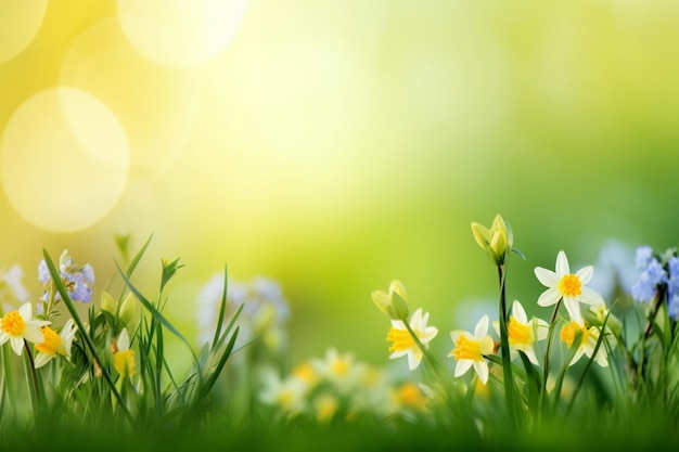 lentebloemen in het gras