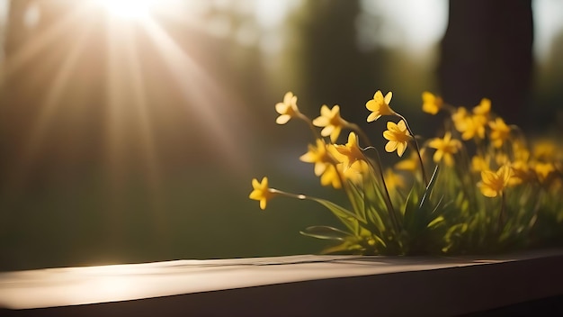 Lentebloemen op de vensterbank delicate zachte bloemen op een zonnige ochtend Banner achtergrond