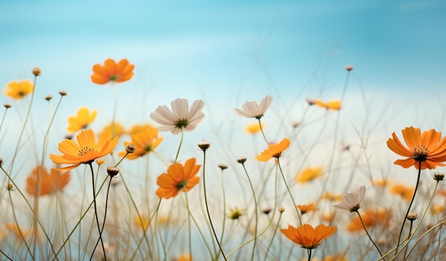 lentebloemveld met weidebloemen mooi natuurlijk landschap als achtergrond