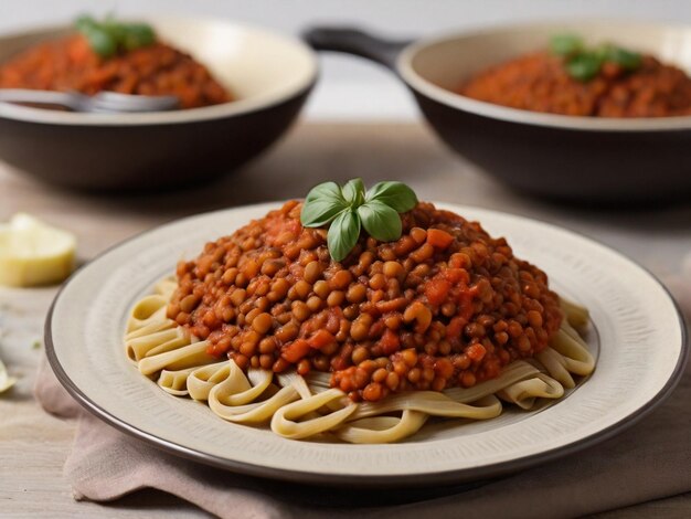 Lentil Bolognese with lentils