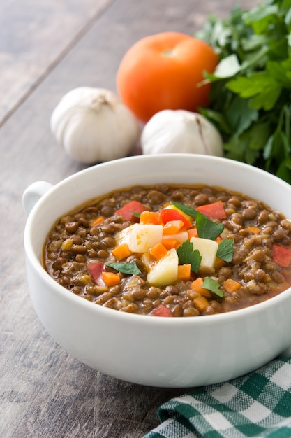 Lentil soup in a bowl