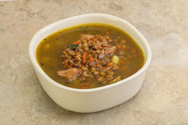 Lentil soup with chicken and vegetables