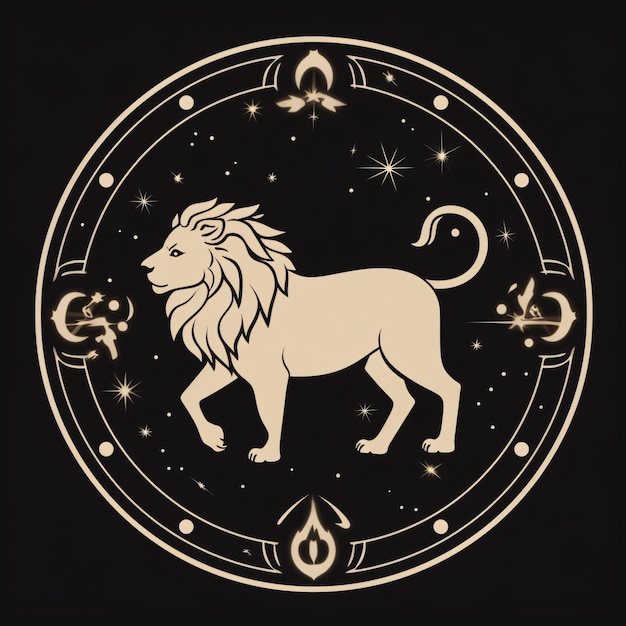 Leo Zodiac sign lion horoscope astrology icon wallpaper background illustration Generative AI