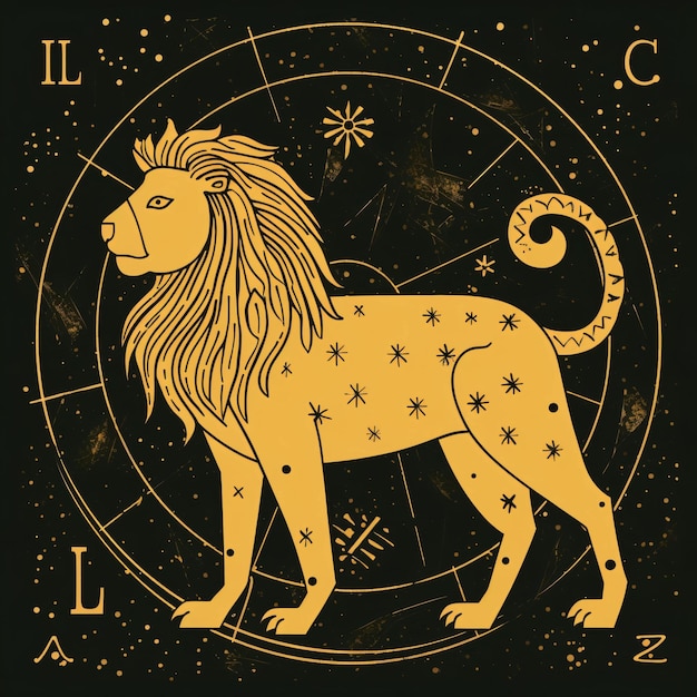 Leo Zodiac sign lion horoscope astrology icon wallpaper background illustration Generative AI