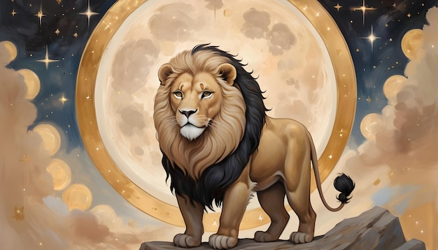 Photo leo zodiac sign a lion with a star in the background