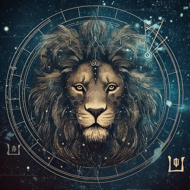 Photo leo zodiac sign on starry night sky