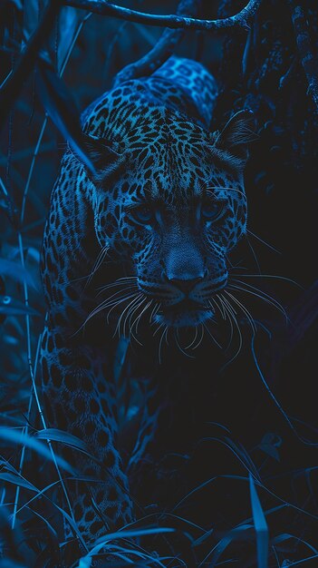 Photo leopard background neon illustration