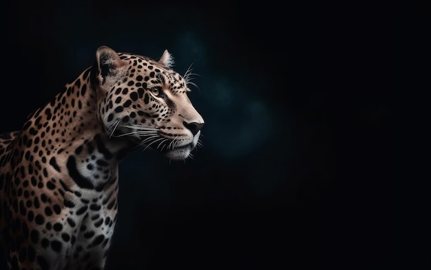 A leopard on a black background