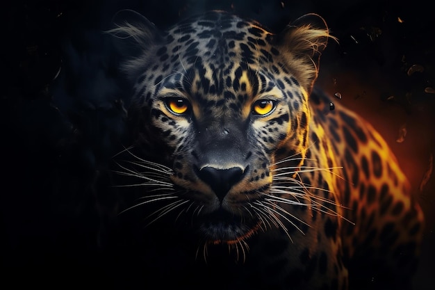 Leopard Cinematic Face Digital Art Illustration Generative AI