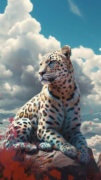 A leopard in the clouds