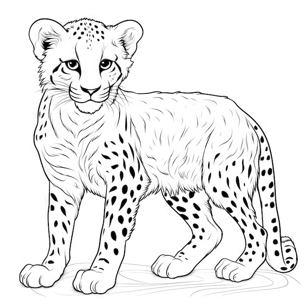 Photo leopard coloring page with simple outlines for kids