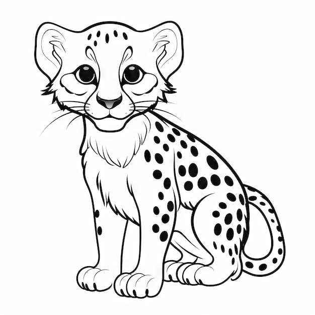 Photo leopard coloring page with simple outlines for kids