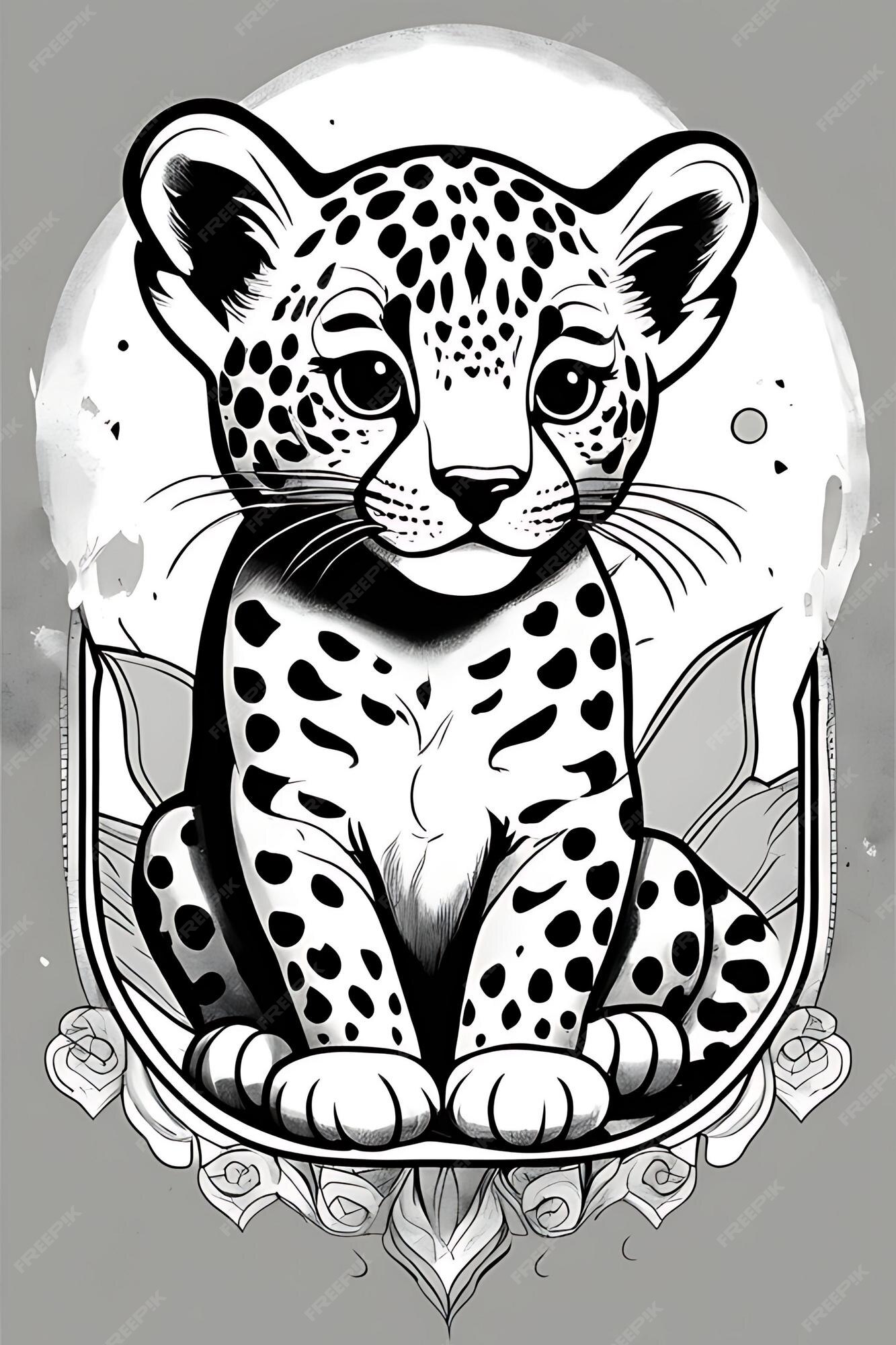 Premium AI Image | Leopard cub Coloring page Printable qualityBlack and