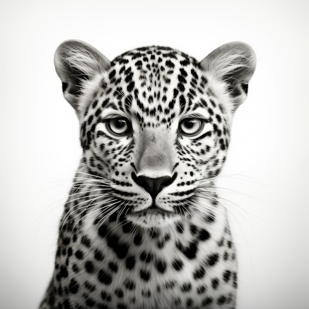 Leopard Cub Headshot Monochrome Toned Animal Portrait Photography