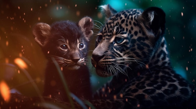 Photo leopard cubpanther cub black cat wild catbig cat