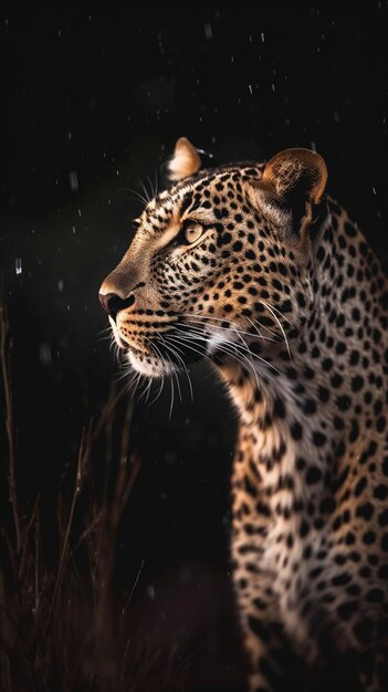 A leopard in the dark