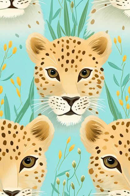 Leopard faces seamless tiles