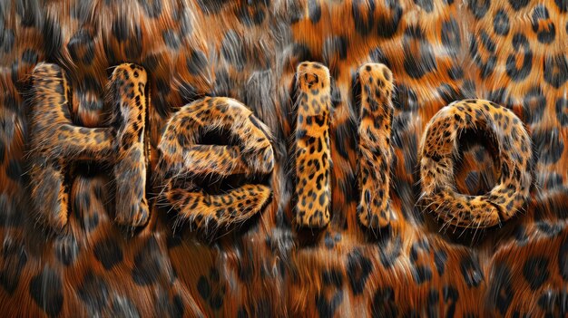 Photo leopard fur hello concept art poster