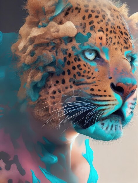 leopard head Alberto Seveso art color