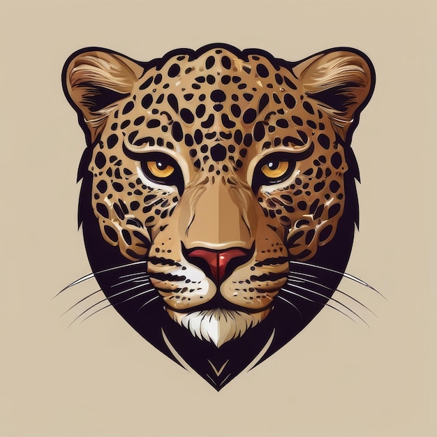 Photo leopard head on beige background logo design wild animals