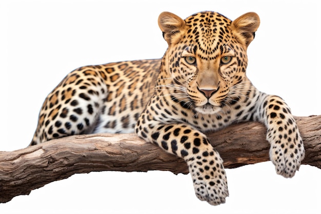 a leopard is sitting on a branch of a tree