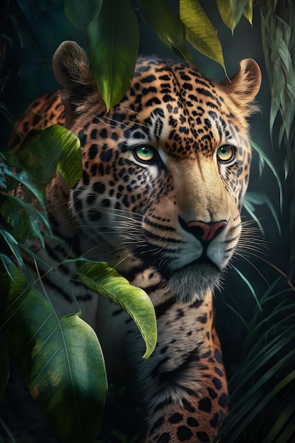 Leopard in the jungle Generative AI