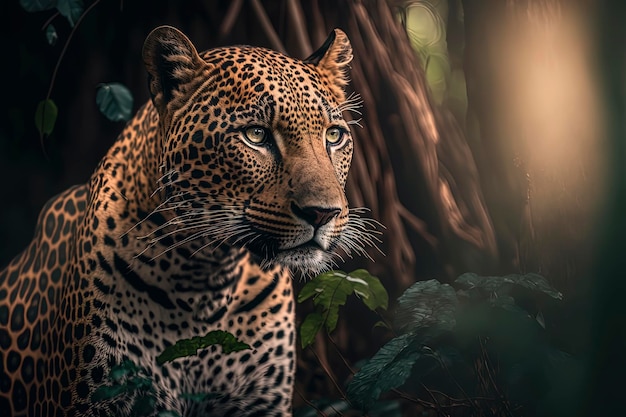 Leopard in the jungle Wildlife photography AIGenerated