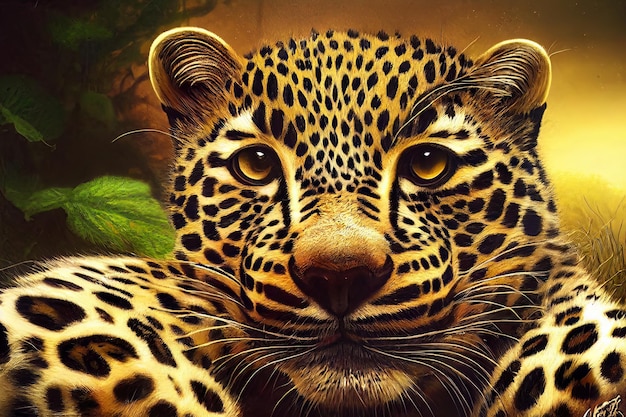 Леопард в джунгляхИллюстрация для рекламы мультфильмов игр печатных СМИ
