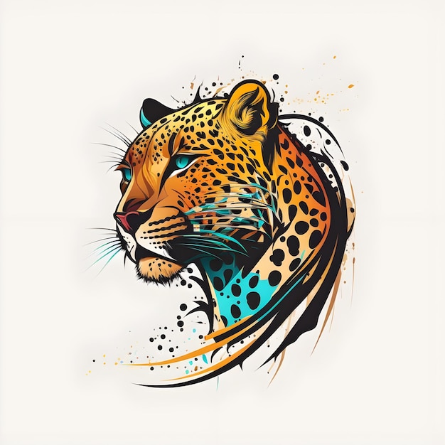 Leopard painted with brushes mosaics and creativity Graffiti