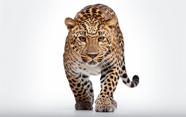 Leopard poseert op wit